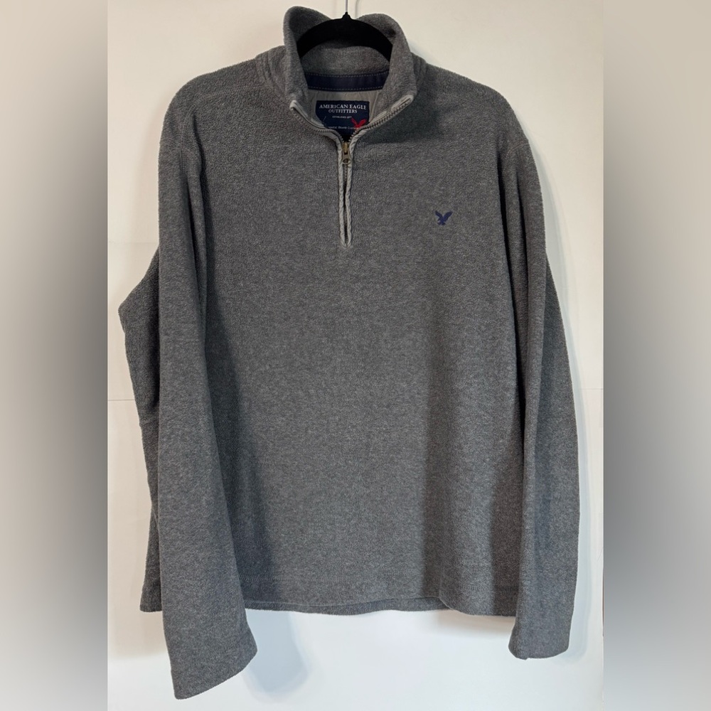 American Eagle Outfitters Y2K Men's Fleece Quarter Zip Grey Size L